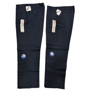 Lot of 2 Dickies Boys Navy School Uniform Pants 16 Husky Reinforced Knees NWT